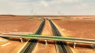 沙漠高速公路戈壁滩内蒙古新疆